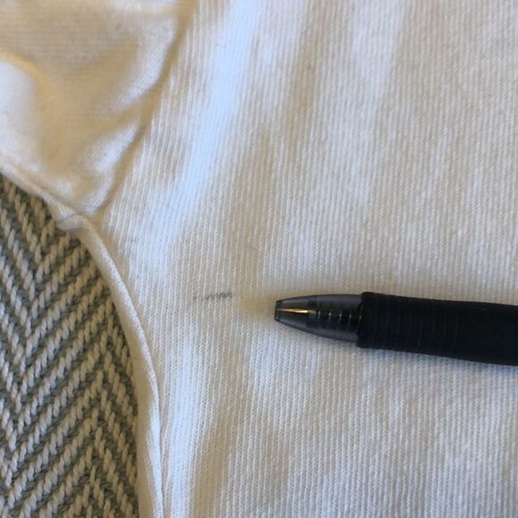 Junmanner White Long Sleeve Intentional Frayed Edges, Pit to Pit 22 1/4" - Picture 5 of 9